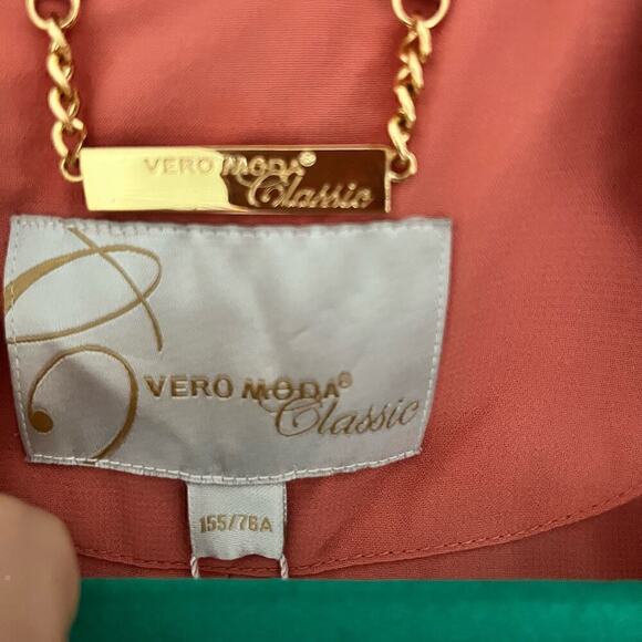 NWT Vero Moda Classic Repeat Mary Drape Open Front Blazer Burnt Orange Womens XS - Picture 5 of 11